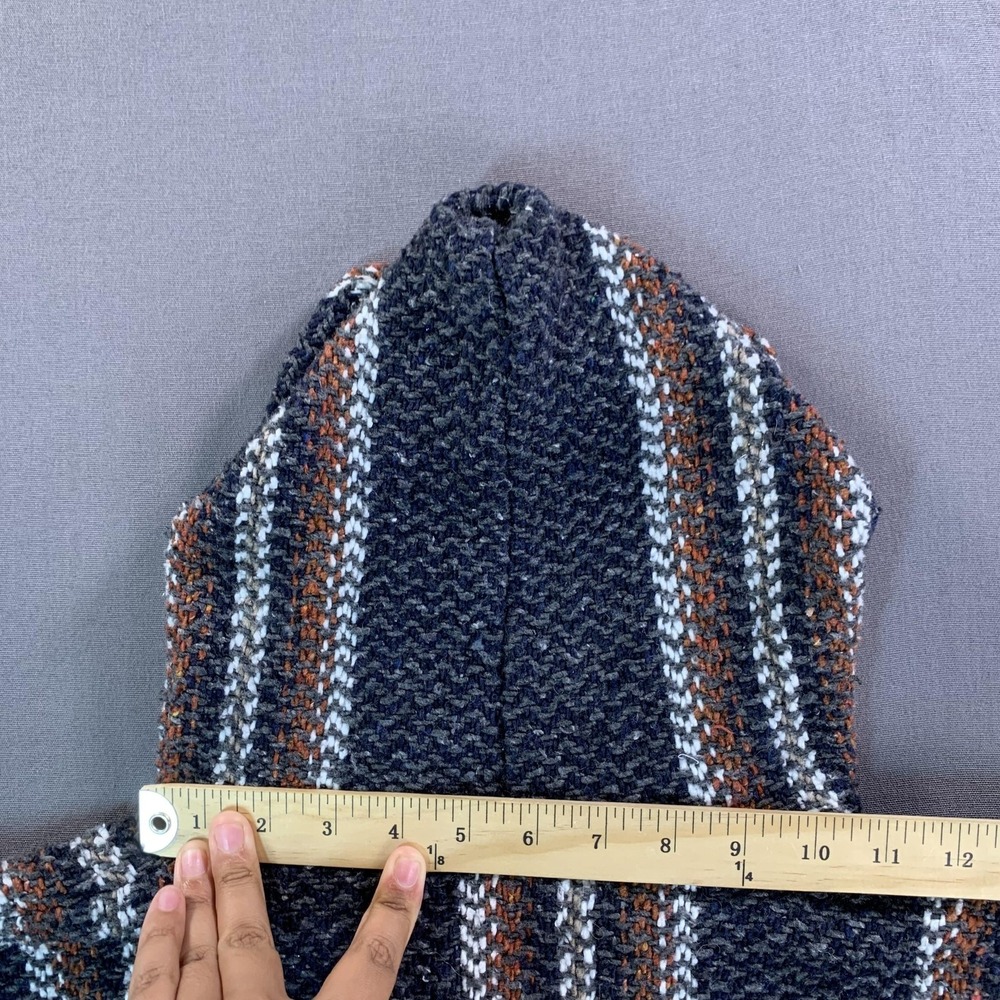 Baja Joe Hoodie Men LG Blue & Gray Striped Woven Pullover Baja Mexican Poncho - Picture 8 of 15